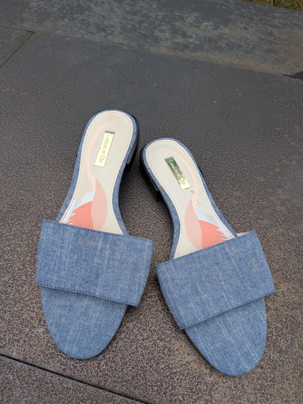 Louise et Cie Chambray Blue Slide Mules